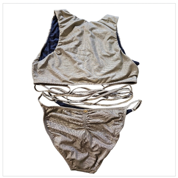 NWT PQ Swim Women's Bikini 2 Piece Gold Swimsuit Sz M - Picture 13 of 16